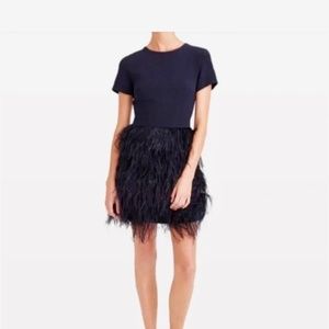 Club Monaco Ostrich Feather Navy Dress